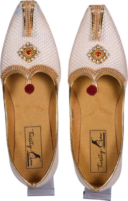 Thirsty Crow Wedding Gold Maroon Sherwani Juti , Mojaris Mojaris For Men(White , 10)