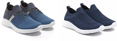 Face Stylish Sports Shoes for Men – Ideal for Running, Gym & Training Sneakers For Men(Navy, Grey, White , 8)