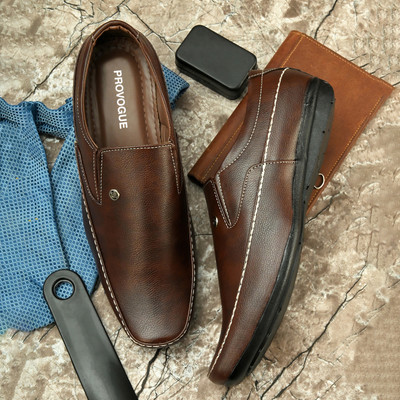 PROVOGUE Office Shoes for Men |Executive |Oficial shoes|Professional Formal Slip On For Men(Brown , 6)