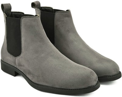 Hirel's Suede Chelsea Boots for Men | Soft Cushioned Insole, Slip-Resistance Boots For Men(Grey , 10)