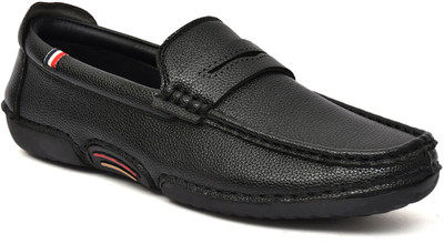 rosso bruno ROSSO BRUNO Men’s Black Formal Slip-On Shoes | Synthetic Round Toe Loafers Loafers For Men(Black , 9)