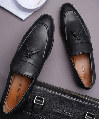 LOUIS STITCH Obsidian Black Shoes Tassel Style Moccasins for Men (MCPLTA) (Size-8UK) Mocassin For Men(Black , 8)