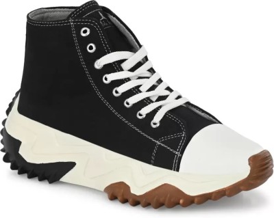 Aadwin Premium Ankle Length Black Denim Boots Canvas Shoes For Men(Black)