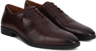 Buy Louis Philippe Men Brown Solid Leather Formal Derby Shoes