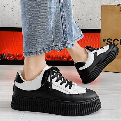 ASTEROID Chunky Fashion Skateboard Shoes for Men New Comfortable Lace Up Sneakers Sneakers For Men(Black , 8)