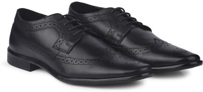 Feet First Leather Brogues Formal shoes Lace Up For Men(Black)