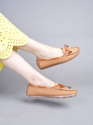 SHOETOPIA Upper Bow Detailed Smart Casual Loafers For Women & Gilrs Loafers For Women(Tan , 4)