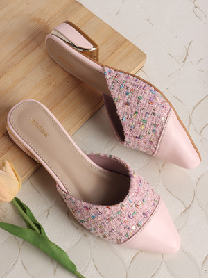ANOUK Anouk Trendy Embroiderd Mules for Women & Girls Ethnic Mule For Women(Pink , 5)