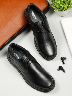 Teakwood Leathers Men’s Black Leather Loafers Loafers For Men(Black , 9)