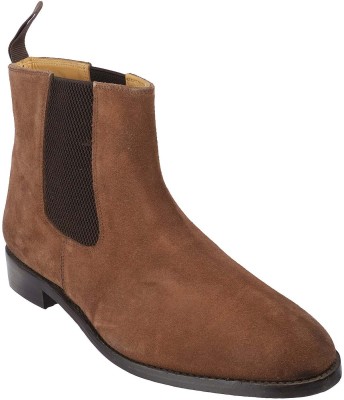 Genr Big Size Regular Width Mid-Ankle Length Casual Leather Boots (UK14/US15) Slip On For Men(Brown)