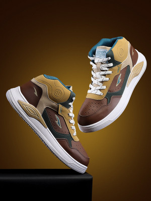 asian Casual Sneaker Shoes For Men|| Soft Cushioned Insole || Moscow-12 High Tops For Men(Brown , 8)
