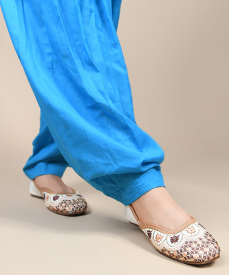 jm looks Women’s Traditional Embroidered Juttis | Ethnic Handmade Slip-On Juttis Bellies For Women(White , 4)