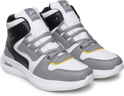 Zixer High Ankle Casual Shoes For Men Chunky Fashion Boots For Boys| Dancing Shoes Sneakers For Men(Grey, White , 7)