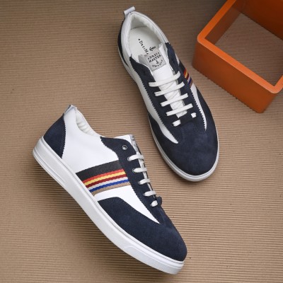 AUSERIO Men's Leather Lace Up Sneaker Casual Shoes | Blue UK 11 (LS06) Sneakers For Men(Multicolor , 11)