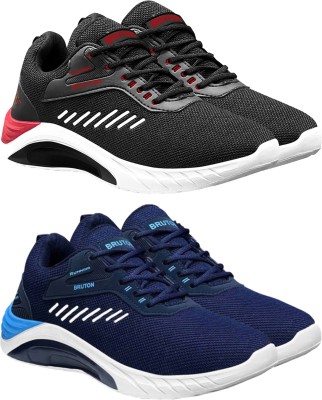 BRUTON Combo Pack Of 2 Trendy & Stylish Casual Shoes Sneakers For Men(Black, Blue , 10)