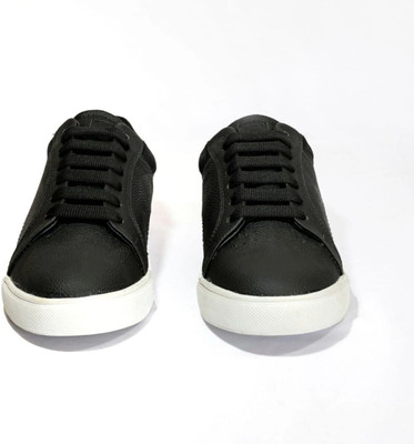 Hexy Hexy Black Lace-Up Casual Sneakers| Lightweight Stylish Shoes| Dailywear Sneakers For Men(Black , 6)