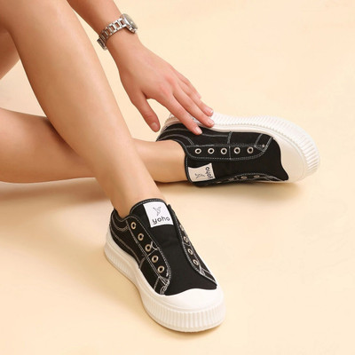yoho Cruise|PVC Sole | Trendy Canvas Shoes|Crafted with Comfy & Stylish Canvas Fabric Casuals For Women(Black , 5)