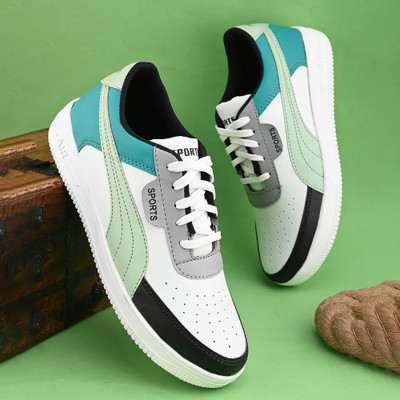 Groofer Funky Stylish Attractive Casual Sports Sneakers Shoes Sneakers For Men(White , 9)