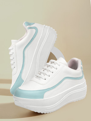 VENDOZ HIGH HEEL SHOES Sneakers For Women(Blue, White , 5)