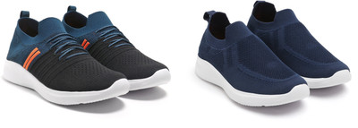 Face Sneakers For Men(Navy, Black, Orange, Navy , 9)