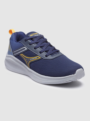action Athleo ATG 629 Comfortable Lightweight Breathable Sports Lace Up Running Shoes For Men(Navy, Yellow , 6)