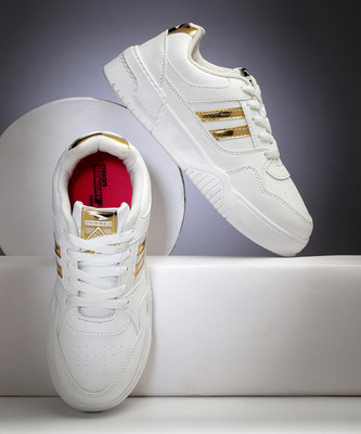 asian Sneakers For Women(Off White, Gold , 5)