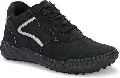 Dalvion Premium Synthetic Suede Look Durable Sports Casual Sneakers Casuals For Men(Black , 8)