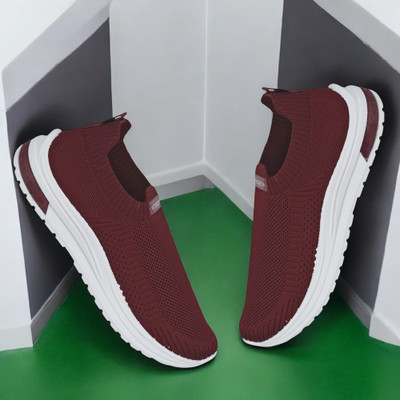 Free Kicks Comfi-Zone Soft Casual Slip On Sneakers For Women(Maroon , 9)