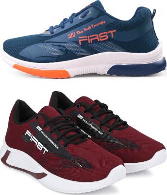 Free Kicks Combo of 2 || FK- 574 & 565 Latest Running Shoes For Men(Maroon, Blue , 7)