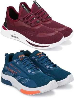 World Wear Footwear Exclusive Collection of Stylish Sport Sneakers Shoes & Running Shoes Running Shoes For Men(Maroon, Blue , 6)