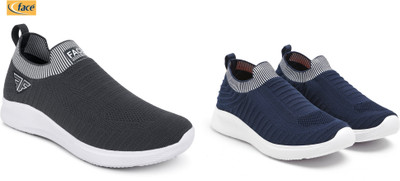 Face Stylish Sports Shoes for Men – Ideal for Running, Gym & Training Sneakers For Men(Navy, Grey , 8)