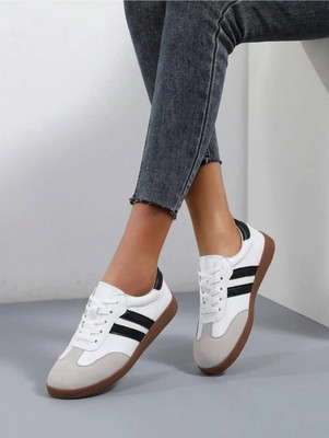 Shozie Colorblock Flat Sneakers with Ultra Soft Cushion Lace Up Every Day Comfort Shoes Sneakers For Women(Multicolor , 4)