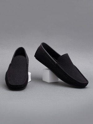 BIG FOX Eco Friendly Knitted | Durable | flexible Loafers For Men(Black , 7)