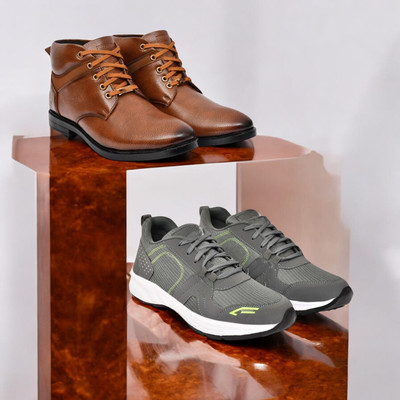 KRITON Trendy & Durable Men’s Boots – Perfect for Everyday Wear Boots For Men(Brown, Grey , 9)