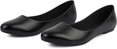 SIMPLEX Simplex Women's Black Flats Slip-On Round Toe Comfort Shoes for Work Daily Use. Bellies For Women(Black , 7)