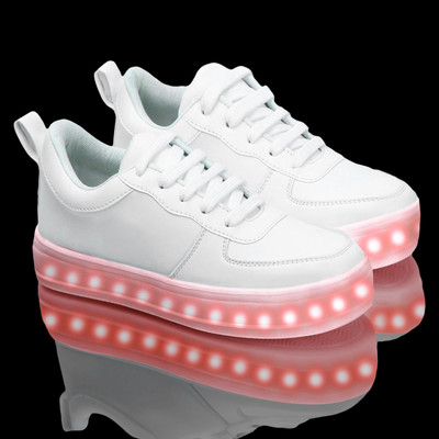 VENDOZ Led High Light Glowing USB Cable charging Sneakers For Women(White , 6)
