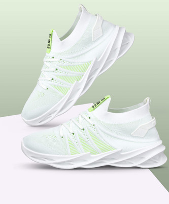 RapidBox Sneakers For Men(White, Green , 6)