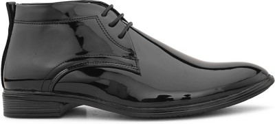 SF Premium Patent Leather Chukka boots|office|daily wear boots for men Boots For Men(Black , 9)