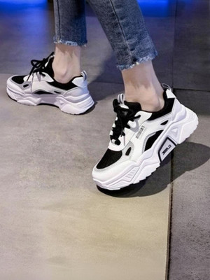 MEGPAR stylish casual shoes Sneakers For Women(Black, White , 6)