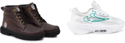 DARTKICK Casuals For Men(White, Blue, Brown , 10)