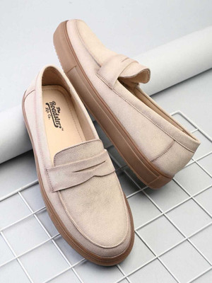 Roadster Beige slip-on on penny sneakers Casuals For Men(Beige , 6)