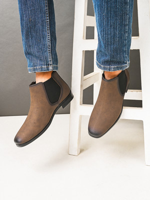 Roadster Two Tone Synthetic Casual Chelsea Boots Boots For Men(Brown , 10)