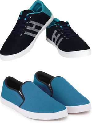 Free Kicks Combo Of 2 Shoes FK-MCW-145 & FK-Fitman Sneakers For Men(Blue , 9)
