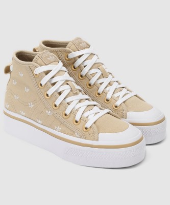 ADIDAS ORIGINALS NIZZA PLATFORM MID W High Tops For Women(Beige , 5)