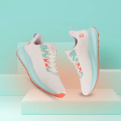 Sspot On MAGNITE White Orange Knited Lightweight Cushionable Sport Shoes For Running Shoes For Men