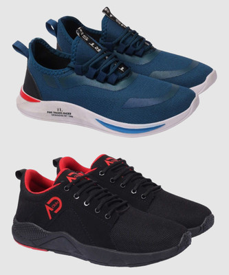 HOTSTYLE 2 Pair Combo Stylish & Trendy Running Shoes For Men(Black, Blue , 7)
