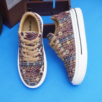 BANYY Stylish Ethnic Printed Cloth Casual Shoes for Men - Sizes 6 to 10 Canvas Shoes For Men(Multicolor , 9)