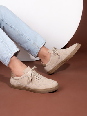 Roadster Comfortable Outdoor Synthetic Leather Lace-Ups Casual Sneakers For Men(Beige , 10)