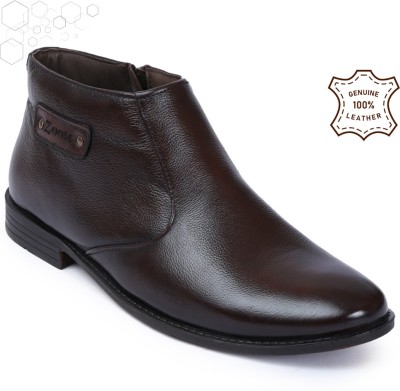 Zoom Shoes Genuine Leather Boots for Men AB1186| Anti-Slip| Chelsea boots men | High Ankle Boots For Men(Brown , 11)