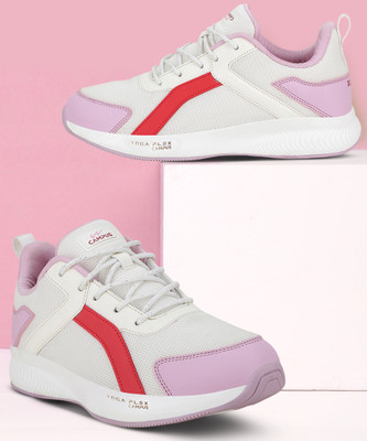 CAMPUS KRYSTAL Women's Sports Shoes | Lightweight Memory Foam Comfort | Lace-Up Walking Shoes For Women(White, Pink , 7)